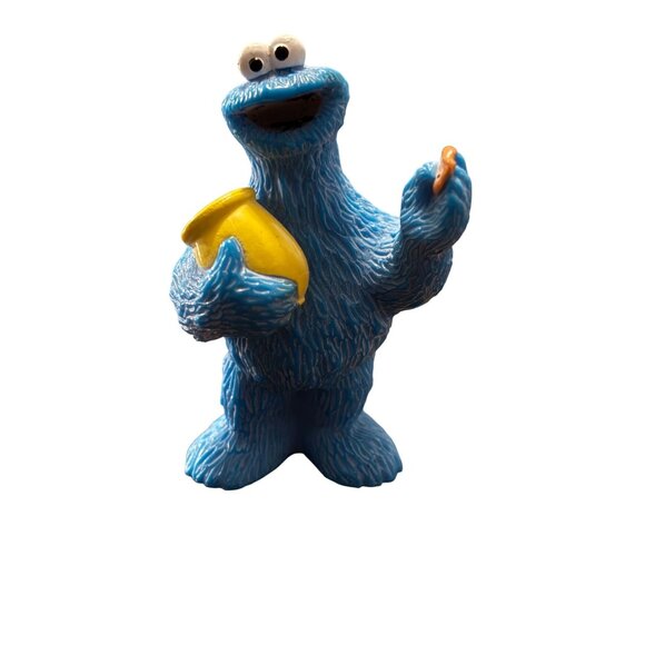 Vintage Cookie Monster Figurines Set Of 2 Sesame Street Collectibles Blue Plasti - Picture 3 of 4